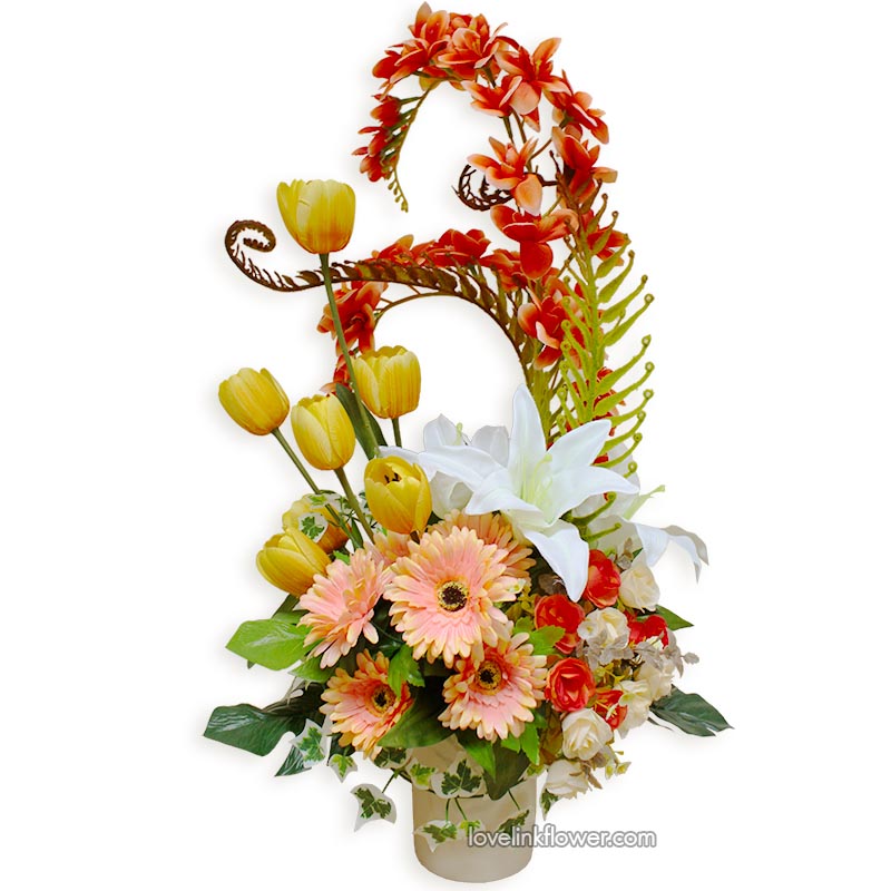 แจกันดอกไม้ประดิษฐ์ ส่งพระโขนงและทั่วกรุงเทพ แจกันดอกไม้ แทนความห่วงใย ดอกไม้ประดิษฐ์ At 33