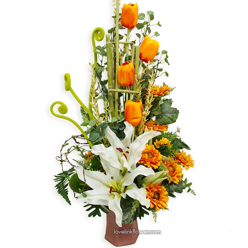แจกันดอกไม้ประดิษฐ์ ส่งเพลินจิตร และทั่วกรุงเทพ แจกันแทนความห่วงใย ดอกไม้ประดิษฐ์ At 14