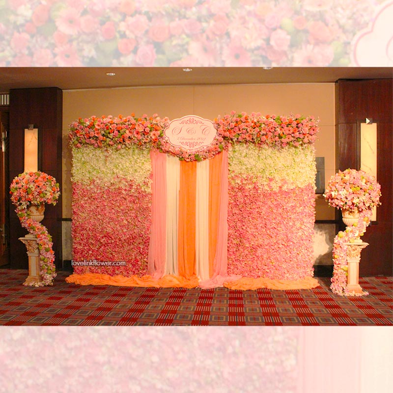 ซุ้มดอกไม้งานแต่งงาน ซุ้มดอกไม้ธีมสีชมพูพาสเทล ซุ้มดอกไม้ BD 50