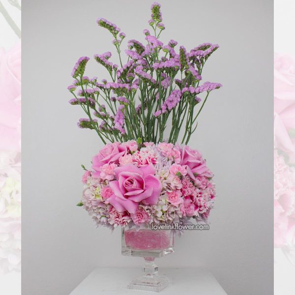 แจกันดอกไม้โทนสีชมพู