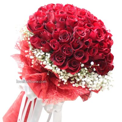 ช่อดอกกุหลาบแดงวาเลนไทน์ 100 ดอก