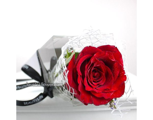 ช่อดอกกุหลาบแดงวาเลนไทน์ 1 ดอก ดอกเดียว