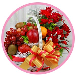 Fruit basket with flower